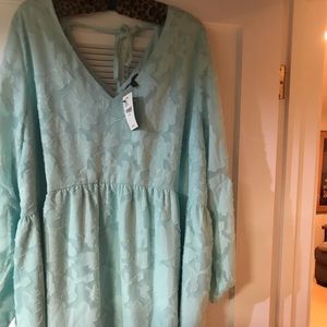 Flowy seafoam green peasant top by Lane Bryant